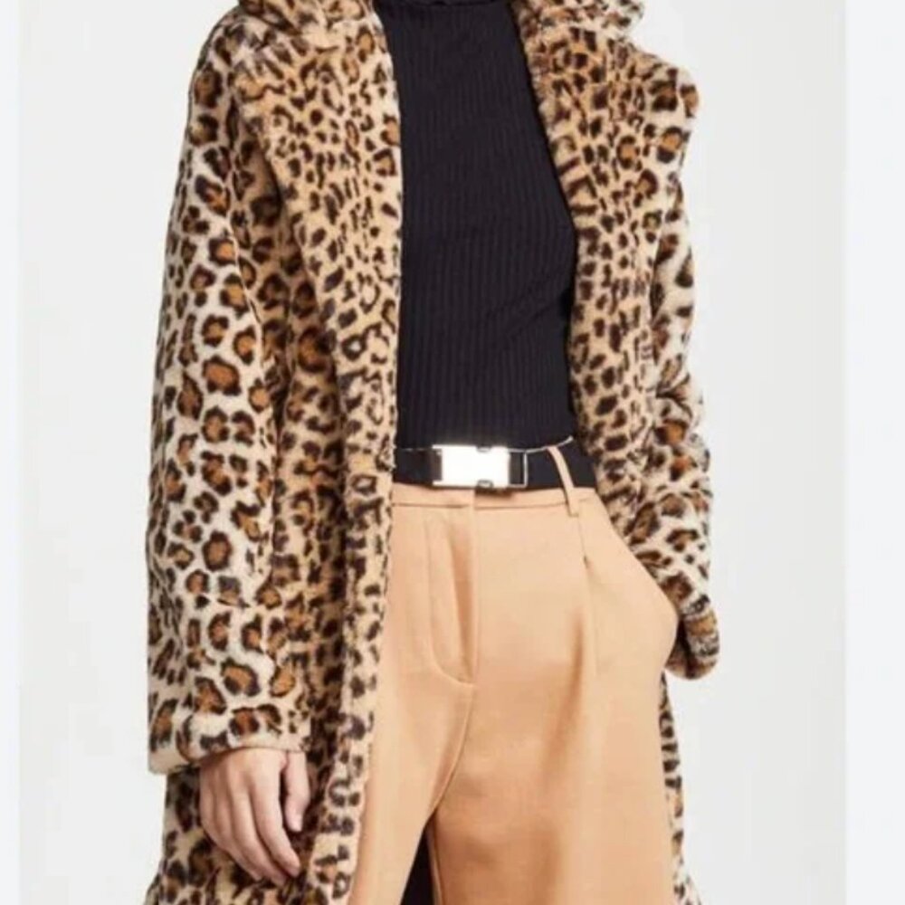 I AM GIA Stefani Faux Fur Leopard Print Jacket Size L